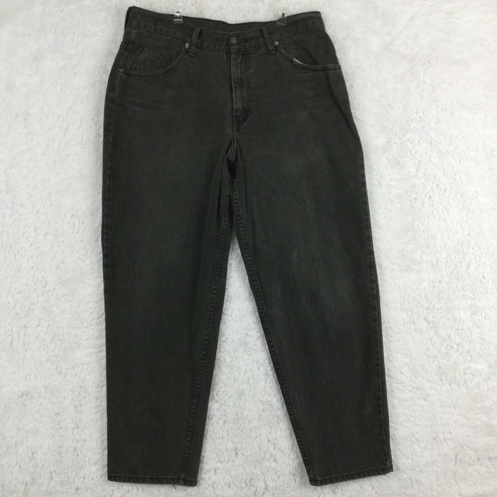 Vintage Brittania Jeans Mens Tapered Leg Denim Black Wash Mid Rise 33x30